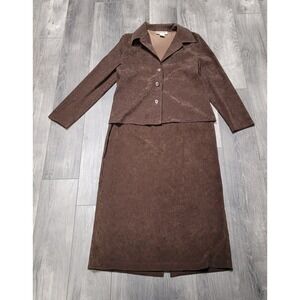 Women's Briggs 2-Piece Suit Blazer Size S/Long Skirt Size 10 Brown